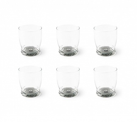 Excelsa set of 6 glasses Boheme black, glass with decorated bottom cod.63394 Excelsa
