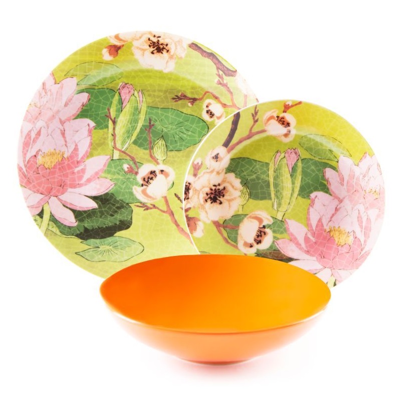 Fuji Table Service, Porcelain, Multicolored, 18 Units