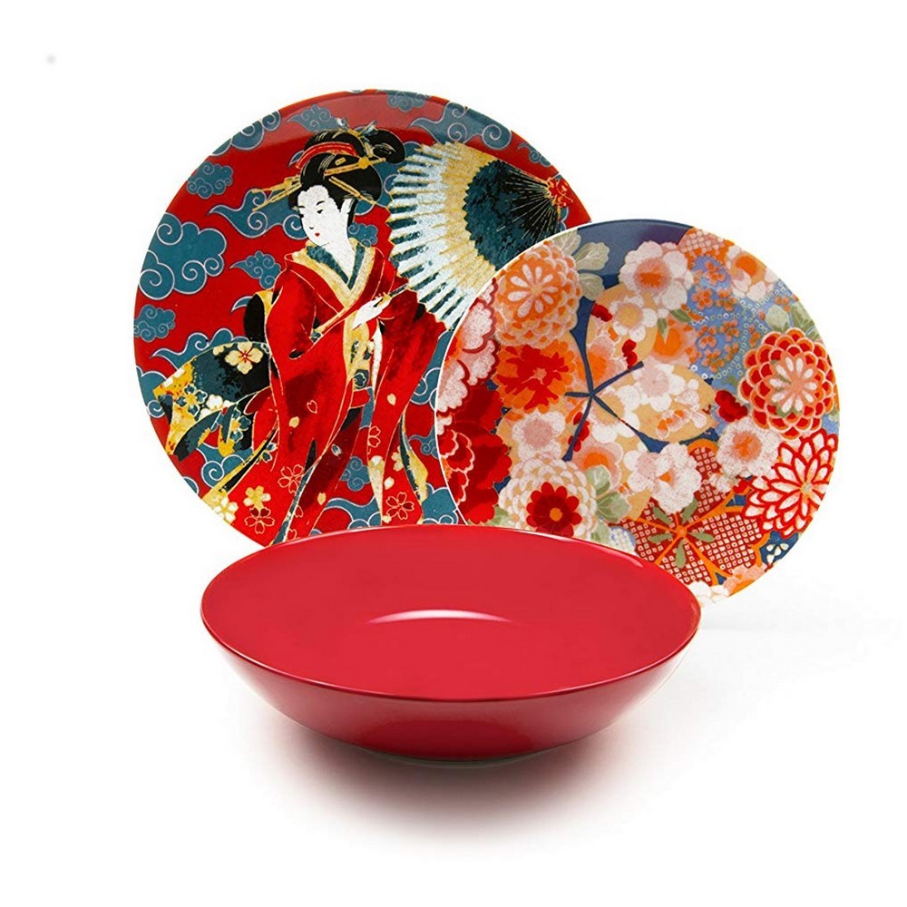 Kimono Table Service, Porcelain, Multicolored, 18 Units